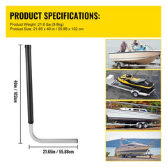 Boat Trailer Guide-ons, 2PCS Rustproof Galvanized Steel Trailer Guide ons, Trailer Guides with Black PVC Pipes, Mounting Parts Included, for Ski Boat, Fishing Boat or Sailboat Trailer