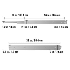 Drawer Slide Soft Close Drawer 1Pair 34" Ball Bearing Full Extension 500lb