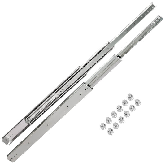 Drawer Slides, 1 Pair 42 Inch Heavy Duty Drawer Slides, Ball Bearing Side Mount Drawer Hardware Slides, 500 LBS Load Capacity 3-Section Full Extension Drawer Slides for Smooth Slide, Less Noise