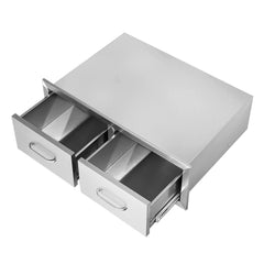 Outdoor Kitchen Drawers 30" W x 10" H x 20" D, Horizontal Double BBQ Access Drawers Stainless Steel with Handle, BBQ Island Drawers for Outdoor Kitchens or Patio Grill Station