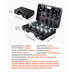 Pull and Press Sleeve Kit, 36 PCS, Steel Bush Removal Insertion Sleeve Tools with Carrying Case, Compatible with LCV and HGV Engines, for Removing and Installing Bushings, Bearings, and Seals
