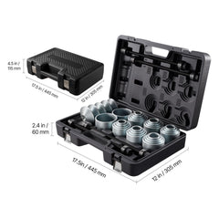 Pull and Press Sleeve Kit, 36 PCS, Steel Bush Removal Insertion Sleeve Tools with Carrying Case, Compatible with LCV and HGV Engines, for Removing and Installing Bushings, Bearings, and Seals