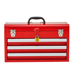 Tool Box 520 mm Portable Metal Tool Box 3 Drawers Tool Organizer Red
