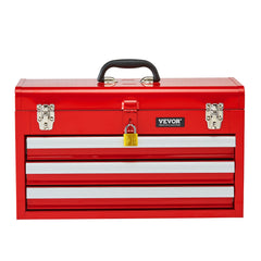 Tool Box 520 mm Portable Metal Tool Box 3 Drawers Tool Organizer Red