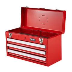 Tool Box 520 mm Portable Metal Tool Box 3 Drawers Tool Organizer Red