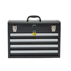Metal Tool Box, 20.5-inch, Portable Metal Tool Box with 4 Drawers, Small Tool Chest with EVA Liners, Ball Bearing Slide Drawers Locking & Powder Coated Finish, Multi-Function Tool Organizer