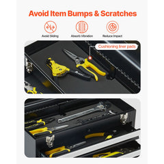 Metal Tool Box, 20.5-inch, Portable Metal Tool Box with 4 Drawers, Small Tool Chest with EVA Liners, Ball Bearing Slide Drawers Locking & Powder Coated Finish, Multi-Function Tool Organizer