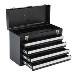 Metal Tool Box, 20.5-inch, Portable Metal Tool Box with 4 Drawers, Small Tool Chest with EVA Liners, Ball Bearing Slide Drawers Locking & Powder Coated Finish, Multi-Function Tool Organizer