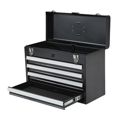 Metal Tool Box, 20.5-inch, Portable Metal Tool Box with 4 Drawers, Small Tool Chest with EVA Liners, Ball Bearing Slide Drawers Locking & Powder Coated Finish, Multi-Function Tool Organizer