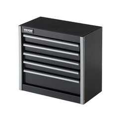 Metal Tool Box, 8.6-inch, Portable Metal Tool Box with 5 Drawers, Small Tool Chest with EVA Liners and PP Feet Pads, Heavy-Duty Steel With Ball Bearing Opening and Powder Coated Finish, Black