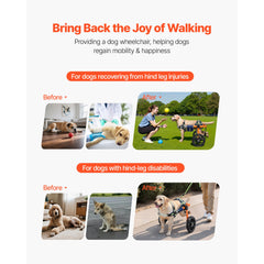 Dog Wheelchair for Back Legs, Lightweight 2 Wheels Pet Wheelchair, Height, Width & Length Adjustable, Dog Cart with Shock-Absorbing Wheels, for Injured, Disabled Dogs 15.8-21.7 kg, Medium