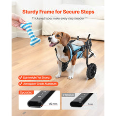 Dog Wheelchair for Back Legs, Adjustable 2 Wheels Pet Wheelchair, Lightweight Dog Cart with Shock-Absorbing Wheels, Mobility Support Wheel Chair for Disabled Injured Dogs up to 10kg, Small