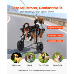 Dog Wheelchair for Back Legs, Adjustable 2 Wheels Pet Wheelchair, Lightweight Dog Cart with Shock-Absorbing Wheels, Mobility Support Wheel Chair for Disabled Injured Dogs up to 10kg, Small