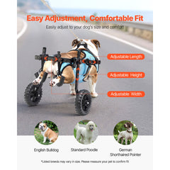 Dog Wheelchair for Back Legs, Adjustable 2 Wheels Pet Wheelchair, Lightweight Dog Cart with Shock-Absorbing Wheels, Mobility Support Wheel Chair for Disabled Injured Dogs up to 15kg, Medium