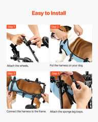 Dog Wheelchair for Back Legs, Adjustable 2 Wheels Pet Wheelchair, Lightweight Dog Cart with Shock-Absorbing Wheels, Mobility Support Wheel Chair for Disabled Injured Dogs up to 15kg, Medium