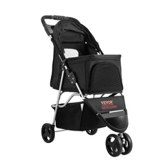 Pet Stroller, 16KG Weight Capacity, Foldable Dog Stroller Cart, 3 Wheels Cats Strollers with Mesh Windows and Cup Holders, Portable Pet Carrier Strollers with Brake, for Small to Medium Pets