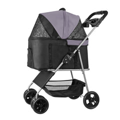 Pet Stroller, 16KG Weight Capacity, Foldable Dog Stroller Cart, 4 Wheels Cats Pram with Detachable Carrier & Mesh Windows, Portable Animal Carrier with Brake for Small to Medium Pets