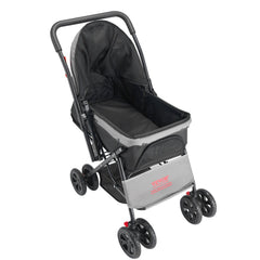 Pet Stroller, 20KG Weight Capacity, Foldable Dog Stroller Cart, 4 Wheels Cats Stroller with Mesh Windows & Revrsible Handle, Portable Pet Carrier Stroller with Brake, for Small to Medium Pets