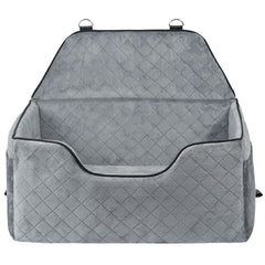 Dog Car Seat, Dog Booster Seat for Car with A Storage Pocket, Pet Car Seat with Clip-On Safety Leash, Sponge Filling, Dog Car Bed for Medium & Large Dog up to 24.9 kg, Gray