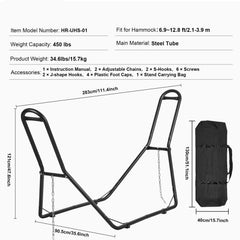 Steel Hammock Stand 450lbs Capacity Hammock Frame Fits 6.9-12.8ft Hammocks