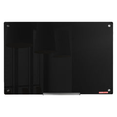 Magnetic Glass Whiteboard, Dry Erase Board 36"x24", Wall-Mounted Large White Glassboard Frameless, with Marker Tray, an Eraser and 2 Markers, Black