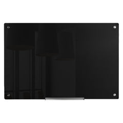 Magnetic Glass Whiteboard, Dry Erase Board 36"x24", Wall-Mounted Large White Glassboard Frameless, with Marker Tray, an Eraser and 2 Markers, Black