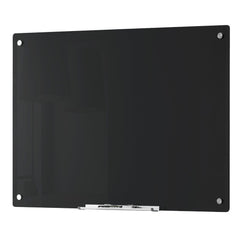 Magnetic Glass Whiteboard, Dry Erase Board 36"x24", Wall-Mounted Large White Glassboard Frameless, with Marker Tray, an Eraser and 2 Markers, Black