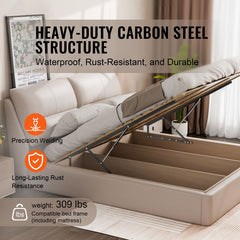 Bed Lift, 1500x2000mm Compatible Extra-large Size 140kg Load Bearing, DIY Wall Bed Mechanical Hardware Kit Vertical Deluxe, Pneumatic Lever Heavy Duty Support, Folding for Guestroom