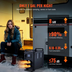 8KW Diesel Heater, 12V/24V All in One Diesel Air Heater, Bluetooth APP Control, Remote Control and Display Screen, CO Alarm, Fast Heating Vertical Portable Diesel Heater for Vehicles, Garage