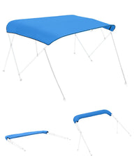 4 Bow Bimini Top Replacement Cover, 2440 mm Long, Durable 600D Marine Grade Waterproof Sun Shade Boat Canopy with Storage Boot, Easy Install Zipper Sleeve Awning, 2464-2616 mm W, Blue (No Frame)