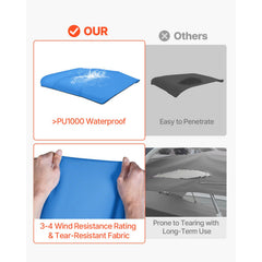 4 Bow Bimini Top Replacement Cover, 2440 mm Long, Durable 600D Marine Grade Waterproof Sun Shade Boat Canopy with Storage Boot, Easy Install Zipper Sleeve Awning, 2464-2616 mm W, Blue (No Frame)