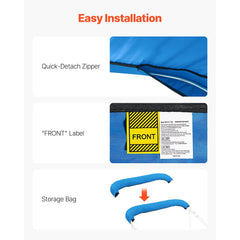 4 Bow Bimini Top Replacement Cover, 2440 mm Long, Durable 600D Marine Grade Waterproof Sun Shade Boat Canopy with Storage Boot, Easy Install Zipper Sleeve Awning, 2464-2616 mm W, Blue (No Frame)