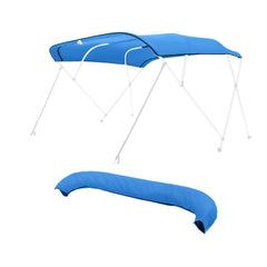 4 Bow Bimini Top Replacement Cover, 2440 mm Long, Durable 600D Marine Grade Waterproof Sun Shade Boat Canopy with Storage Boot, Easy Install Zipper Sleeve Awning, 2464-2616 mm W, Blue (No Frame)