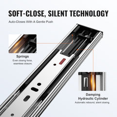 10 Pairs of 609.6mm Drawer Slides Side Mount Rails, Heavy Duty Full Extension Steel Track, Soft-Close Noiseless Guide Glides Cabinet Kitchen Runners with Ball Bearing, 100 Lbs Load Capacity
