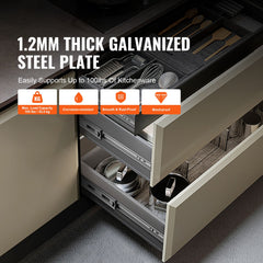 6 Pairs of 406.4mm Drawer Slides Side Mount Rails, Heavy Duty Full Extension Steel Track, Soft-Close Noiseless Guide Glides Cabinet Kitchen Runners with Ball Bearing, 100 Lbs Load Capacity