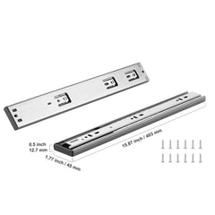 6 Pairs of 406.4mm Drawer Slides Side Mount Rails, Heavy Duty Full Extension Steel Track, Soft-Close Noiseless Guide Glides Cabinet Kitchen Runners with Ball Bearing, 100 Lbs Load Capacity