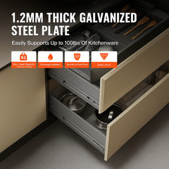 6 Pairs of 457.2mm Drawer Slides Side Mount Rails, Heavy Duty Full Extension Steel Track, Soft-Close Noiseless Guide Glides Cabinet Kitchen Runners with Ball Bearing, 100 Lbs Load Capacity