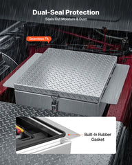 Truck Bed Tool Box, Heavy Duty Aluminum Tool Box with Diamond Plate, Storage Toolbox Chest Organizer Supports up to 100 kg, Ideal for Pickup, Truck Bed, RV, Trailer, 770 x 610 x 230 mm, Silver
