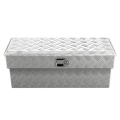 Truck Bed Tool Box, Heavy Duty Aluminum Tool Box with Tread Patterns, Storage Toolbox Chest Organizer with Lock and Key, Ideal for Pickup, Truck Bed, RV, Trailer, 864 x 305 x 390 mm, Silver