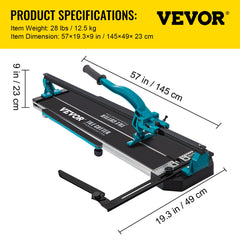 Tile Cutter 47in Cutting Tool w/ Laser Guide Single Rail Double Brackets