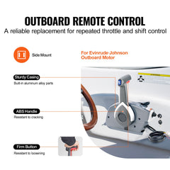 Boat Throttle Control, 5006180 Side-Mounted Outboard Remote Control Box for Evinrude Johnson, Marine Throttle Control Box with Power Trim Switch and Lanyard