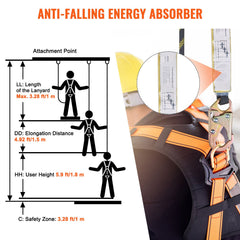 Vertical Lifeline Assembly 0.55'' x 100' Fall Protection Rope 30 KN ANSI