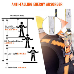 Vertical Lifeline Assembly 0.55'' x 100' Fall Protection Rope 30 KN ANSI