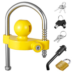 Trailer Hitch Lock Kit, Fits for 46 mm, 50.8 mm, 58.7 mm Couplers, Heavy-Duty Anti-Theft Trailer Ball Lock with Keys, Prying-Resistant, Adjustable Height Design for RVs, Boats, Trailers