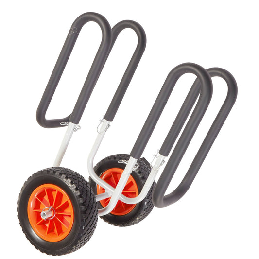 Kayak Cart, 68.0 kg Load Capacity, Stand Up Paddle Board Trolley with 25.4 cm Solid Rubber Tires & Kickstands, Paddle Board Carrier with Ratchet Strap for Paddleboard & Surfboard Transport