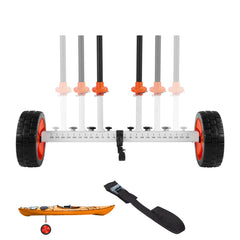Kayak Cart, 104 kg Load Capacity, Canoe Cart Dolly with 25.4 cm Solid PU Tires & Kickstand, Assembles & Disassembles Within Seconds, Paddle Board Trolley for Kayaks, Canoes, Paddleboards