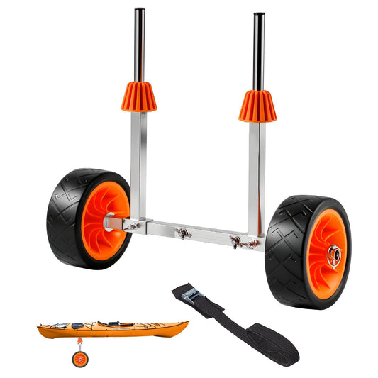 Kayak Cart, 113.4 kg Load Capacity, Canoe Cart Dolly with 19.1 cm Solid Rubber Tires & Kickstand, Assembles & Disassembles Within Seconds, Paddle Board Trolley for Kayaks, Canoes, Paddleboards