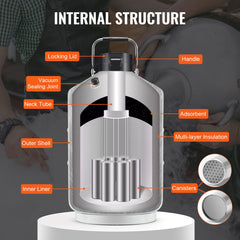 Liquid Nitrogen Tank, 3 L Aluminum Alloy Liquid Nitrogen Container, LN2 Tank Dewar with 6 Canisters and Carry Bag with Straps, Cryogenic Tank for Beauty Industry, Semen Preservation, Scientific