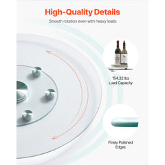 76.8 cm Glass Lazy Susan Turntable, Tempered Glass Dining Table Centerpiece with 6 Rotating Wheels, 360° Smooth & Silent Spin Tabletop Rotating Tray, for Family Gatherings, Banquets & Weddings