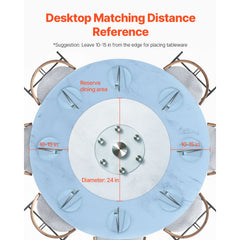 76.8 cm Glass Lazy Susan Turntable, Tempered Glass Dining Table Centerpiece with 6 Rotating Wheels, 360° Smooth & Silent Spin Tabletop Rotating Tray, for Family Gatherings, Banquets & Weddings